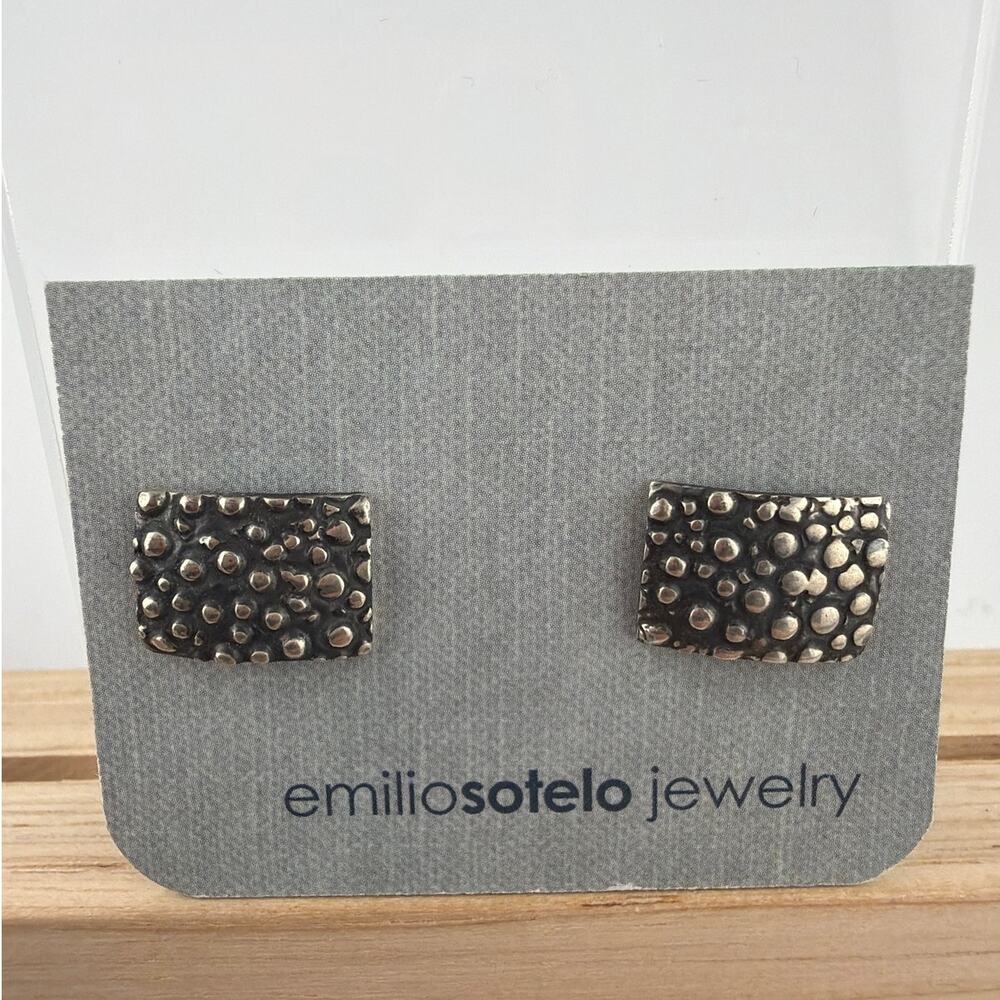 NWT Emilio Sotelo Sterling Silver Studded Earrings with Raised Bump Texture